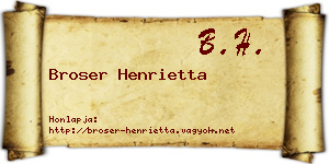 Broser Henrietta névjegykártya